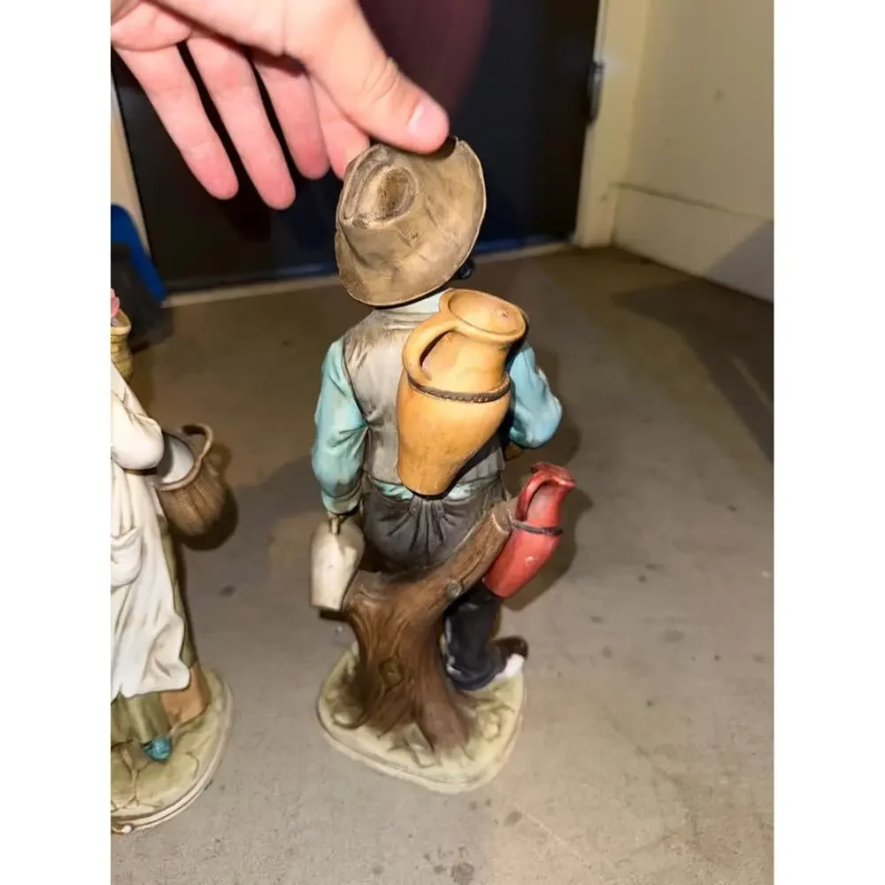 Lenwile Ardalt Japan Village Water/Wine Jugs Man Figurine  Hand Painted 